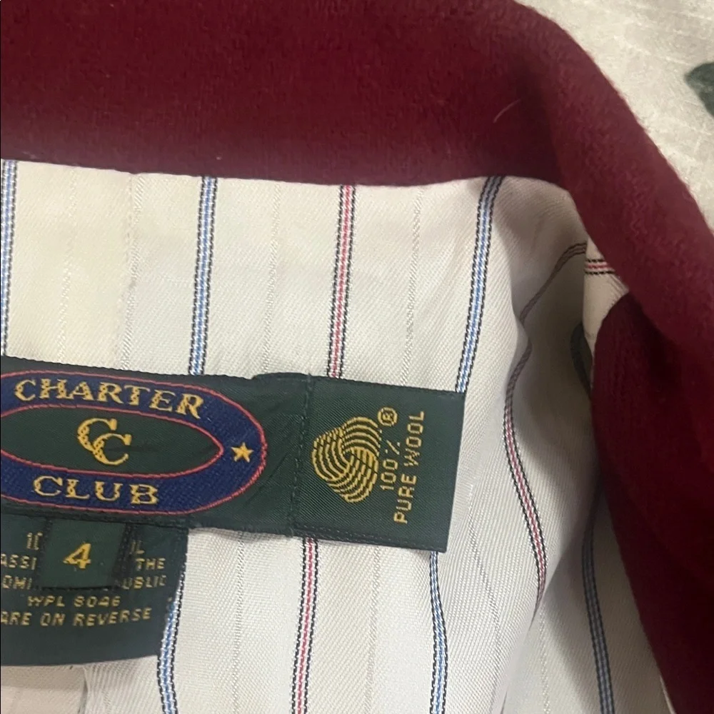 Vintage 100% Pure Wool Charter Club Burgundy Blazer